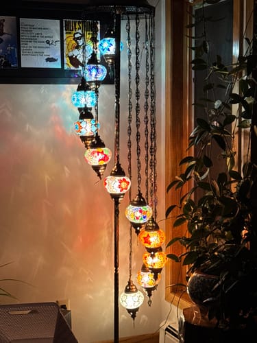 Customer photo review of 7  BALL TURKISH MOSAIC FLOOR LAMP, LAMBADER, LARGE GLOBES