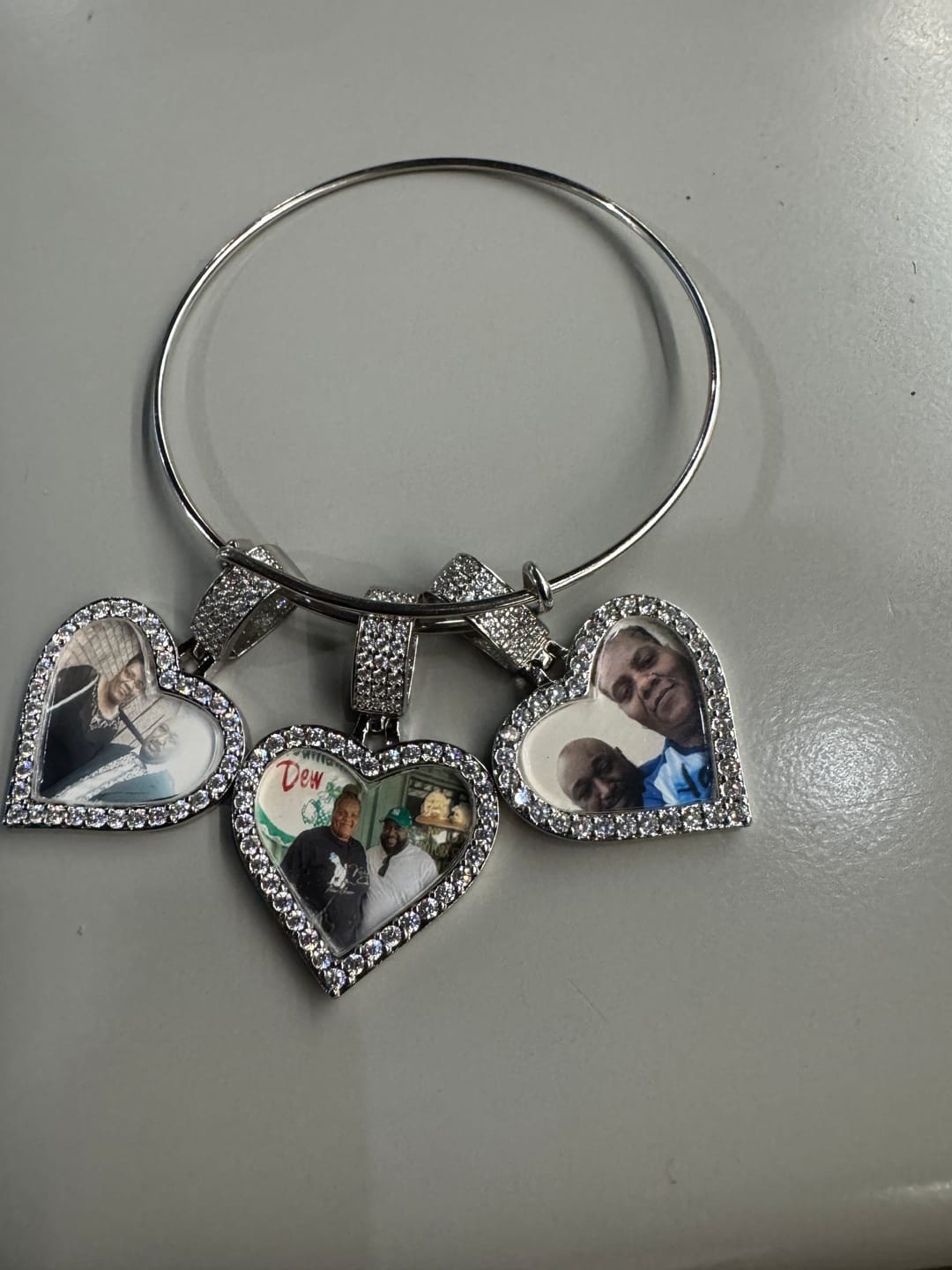 Customer photo review of Hearts Photo Bangle Bracelet