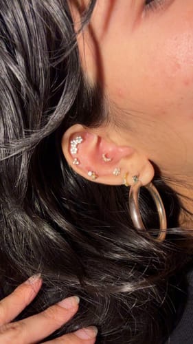 Customer photo review of Flower Cluster Flatback Stud Earring
