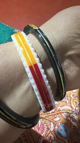 Customer photo review of Multi Crimson : Elegance Gold Bangle" (Pack of 1 Pair) (2 pis)