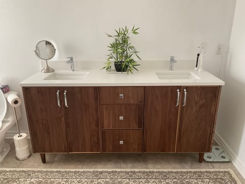 Customer photo review of Malibu 72" American Black Walnut Bathroom Vanity, Double Sink