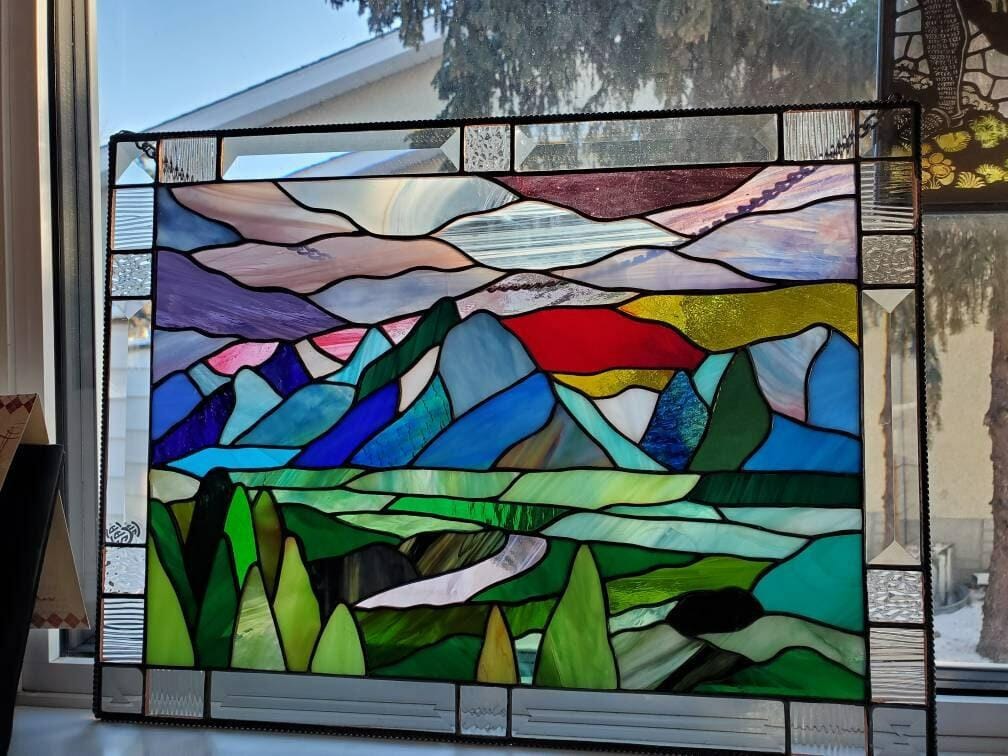 Customer photo review of Mountain Stained glass Grand Teton National Park