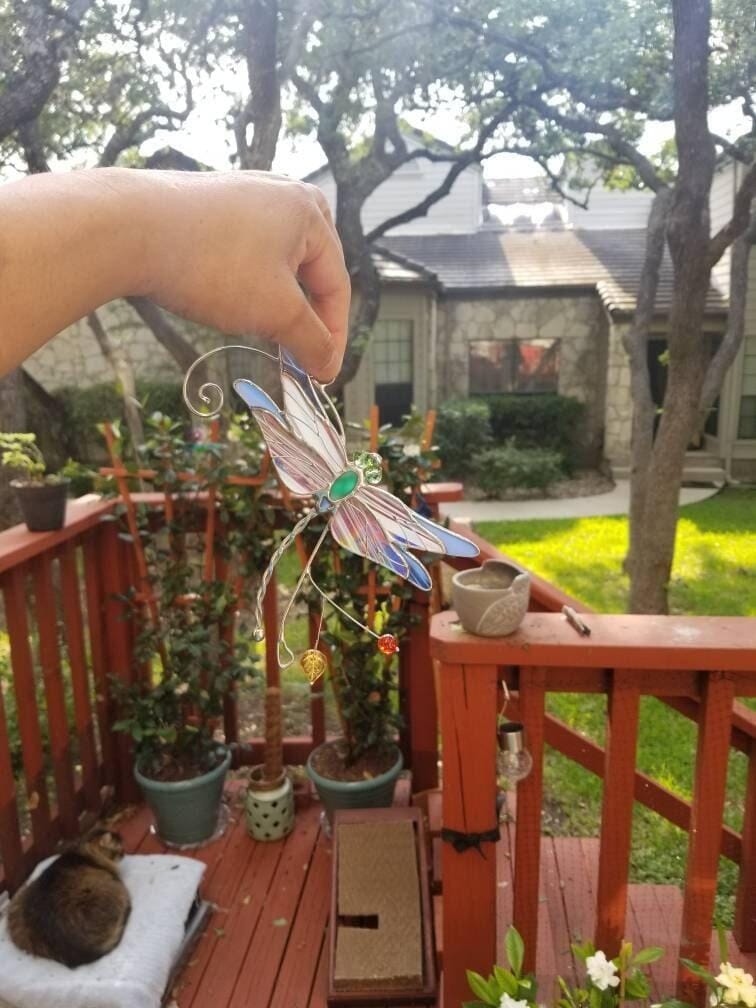 Customer photo review of Stained glass Blue Dragonfly