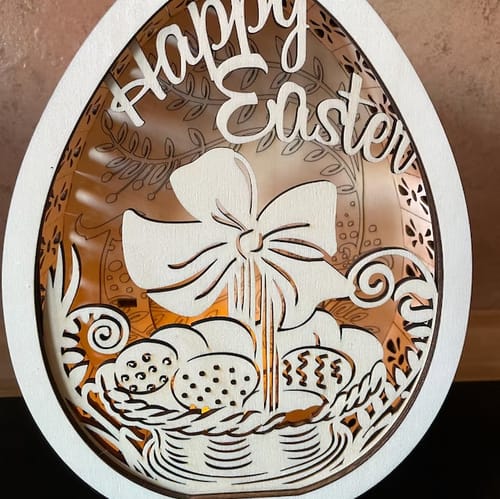 Customer photo review of Laser cut Easter bunny egg night lamp 2 bundle svg file