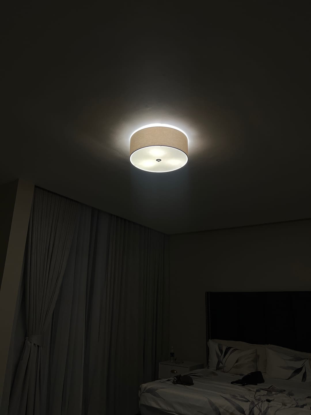 Customer photo review of Pasteri Taupe Fabric Drum Ceiling Light