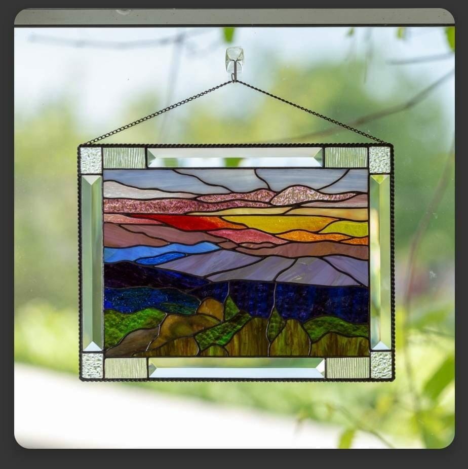 Customer photo review of Stained glass panel Blue Ridge Mountains