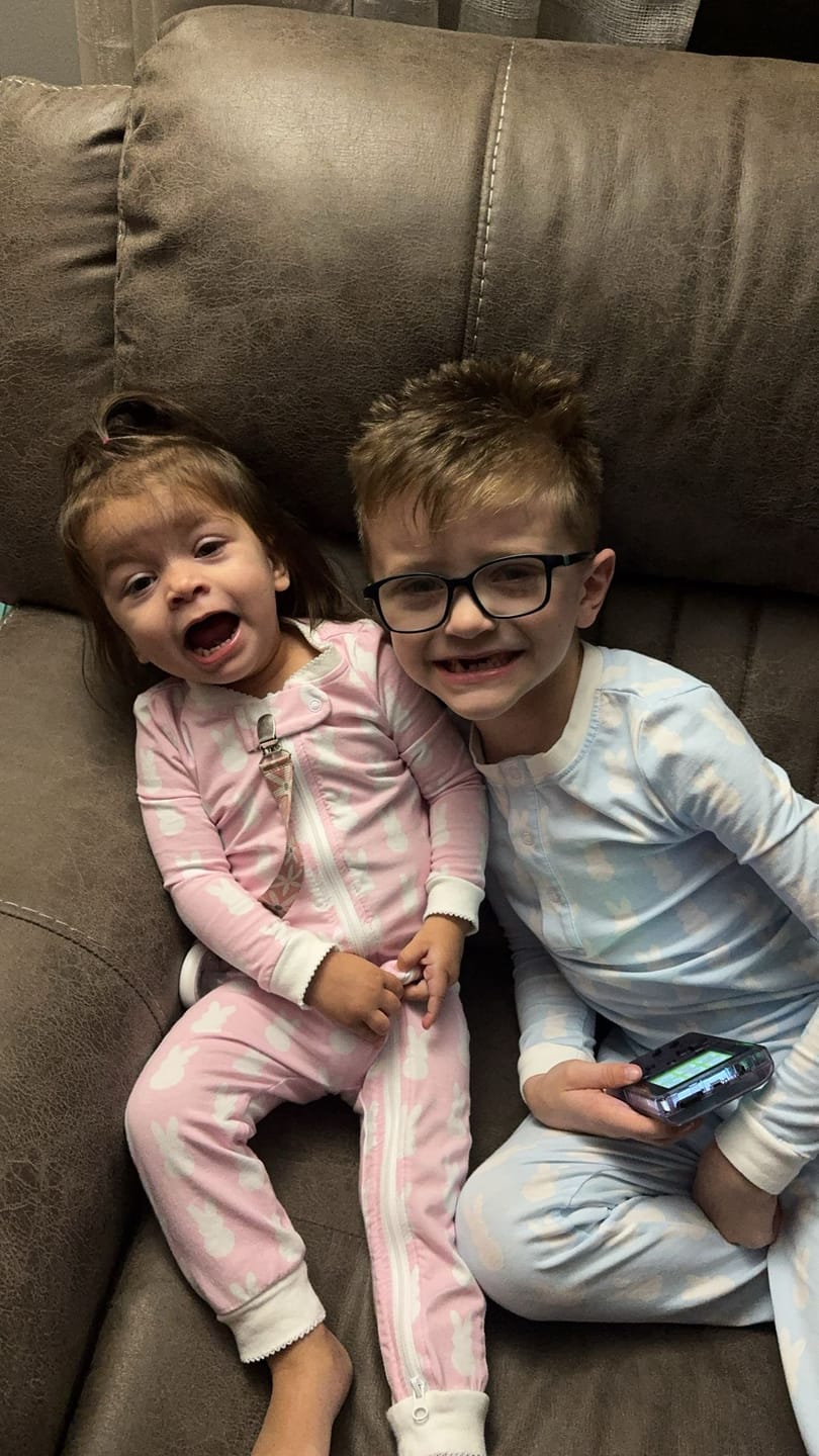 Customer photo review of Bunny Peeps Light Blue Henley Pajamas