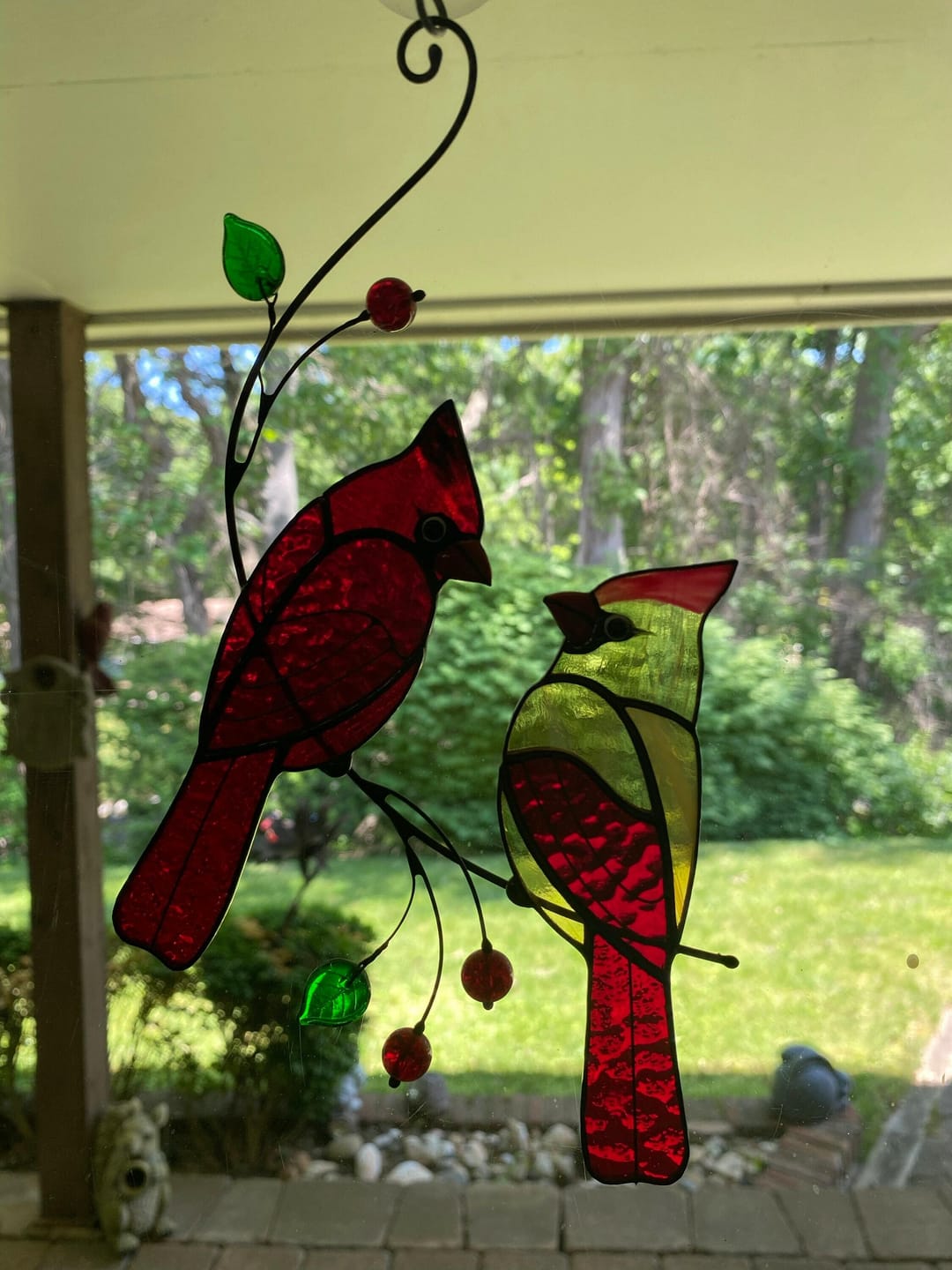 Customer photo review of Hugging Red Cardinals