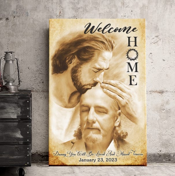 Customer photo review of Custom Canvas Prints, God Sympathy Gifts, Jesus Memorial Gift, Remembrance Gifts, Bereavement Gift, Welcome Home Jesus Canvas