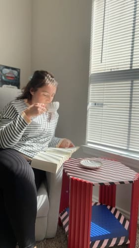 Customer photo review of Flycity 19" Memphis Style Wood Side Table for Reading【Limited Stock】