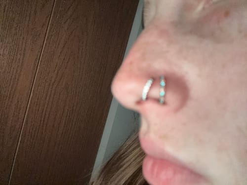 Customer photo review of 20g Titanium Micro Gem Hinged Nose Hoop