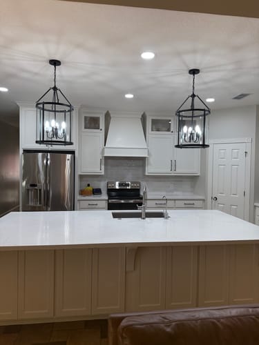 Customer photo review of 4-Light Vintage Glass Cylinder Lantern Pendant Light