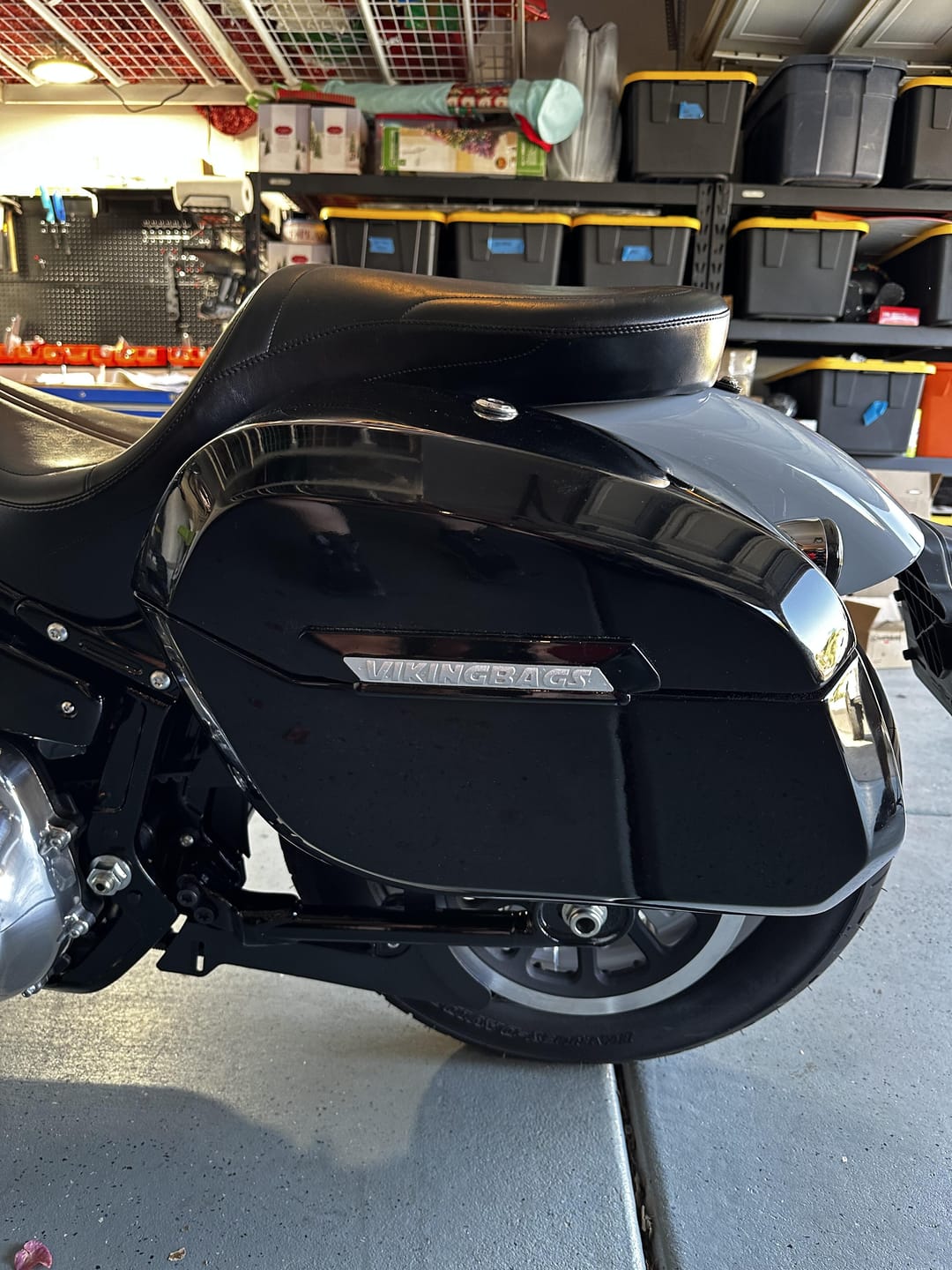 Customer photo review of 32L - Darkin Large Quick Mount Painted Hard Saddlebags for Harley Softail Standard FXST