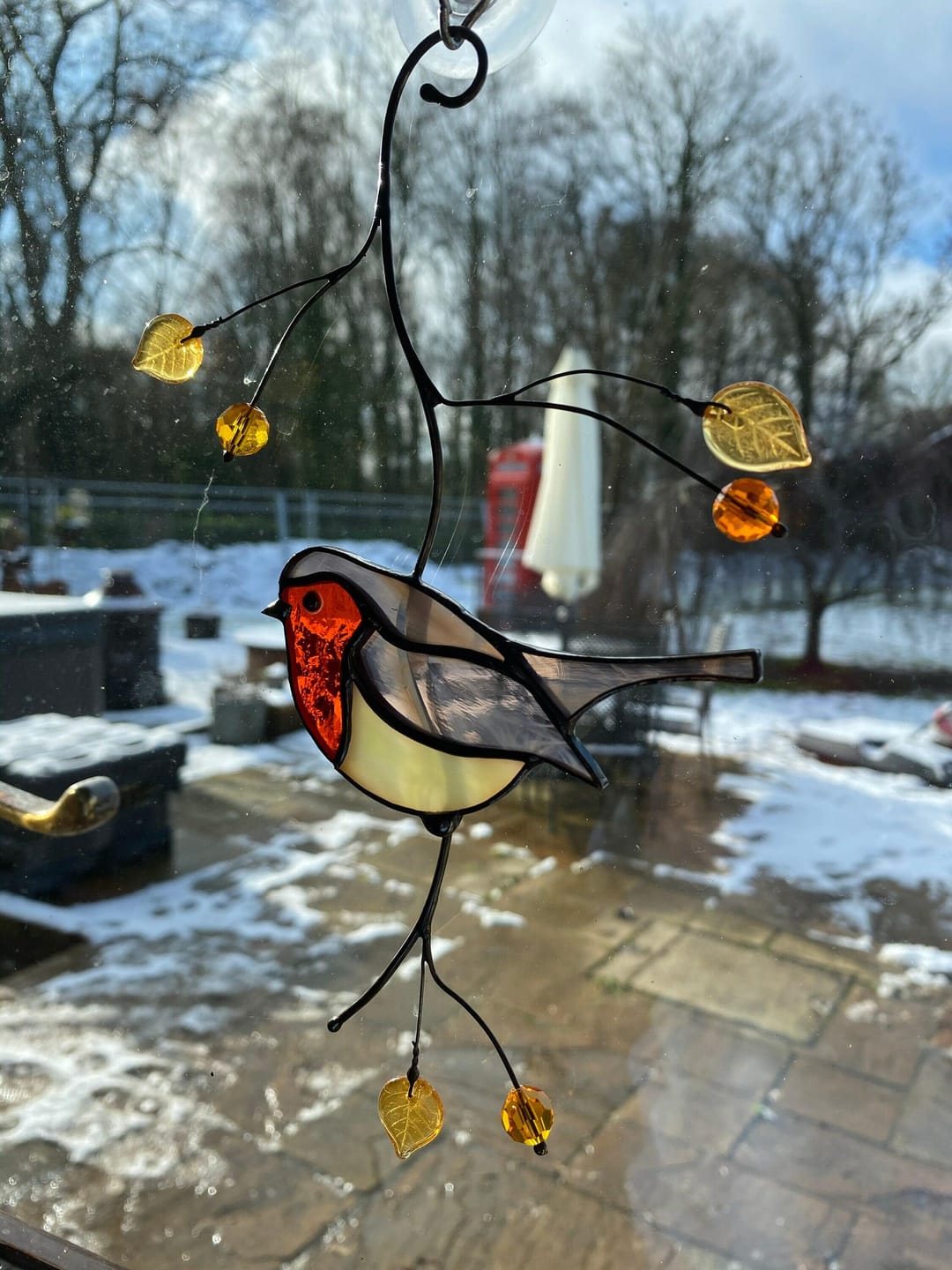 Customer photo review of Stained glass Robin Bird