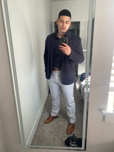 Customer photo review of Prodigy Light Grey Dress Pants