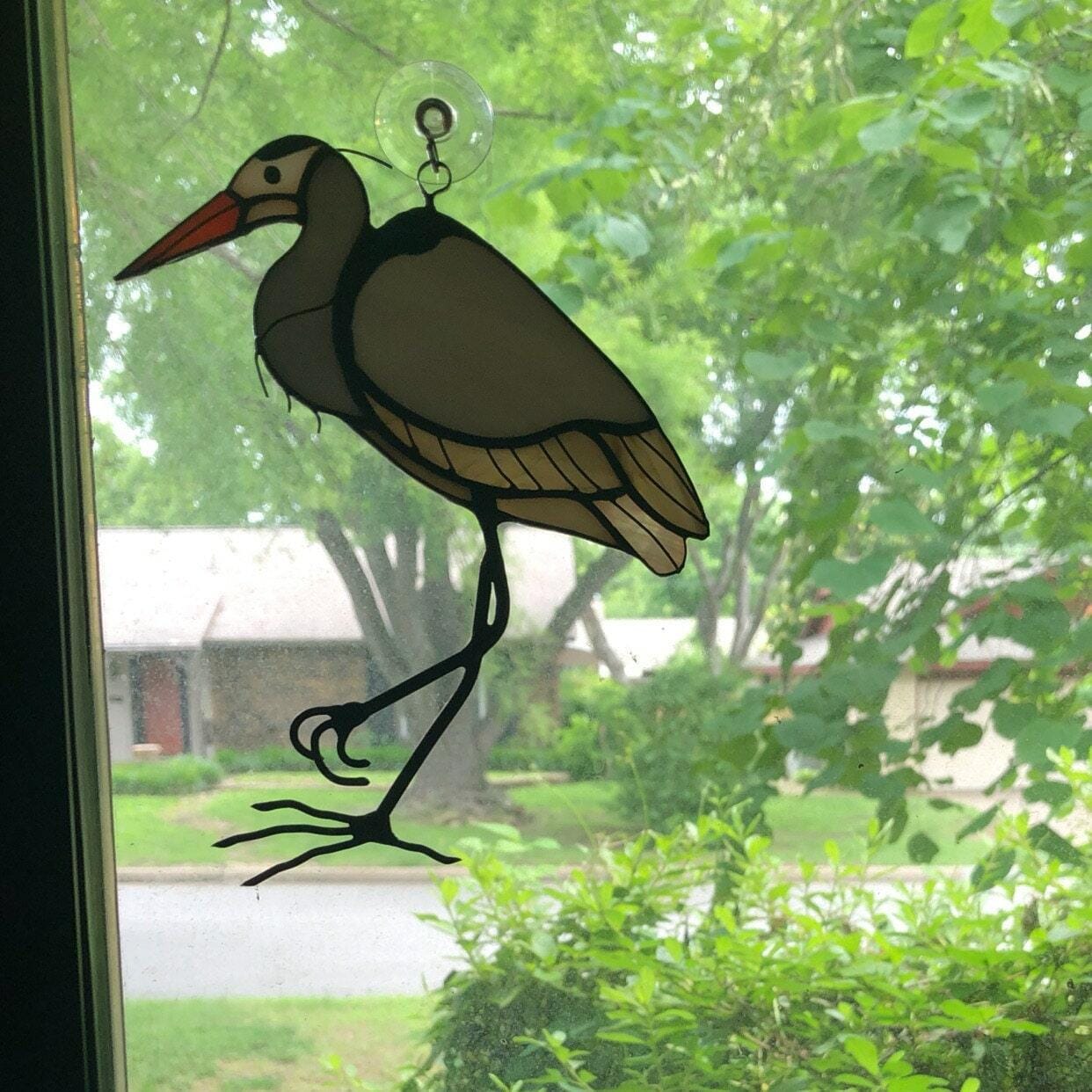 Customer photo review of Bird stained glass Blue Heron