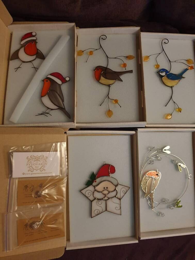 Customer photo review of Stained glass Robin Bird