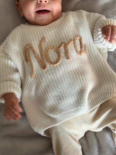 Customer photo review of Hand Knitted Personalized Sweater