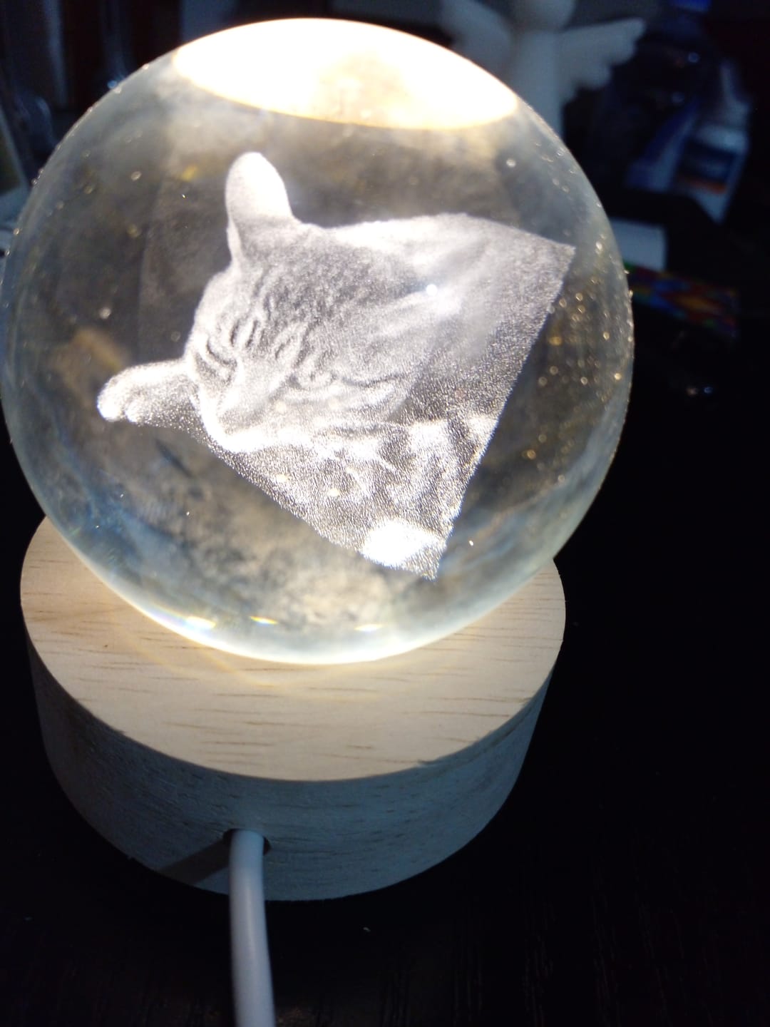 Customer photo review of Esfera de cristal Personalizable