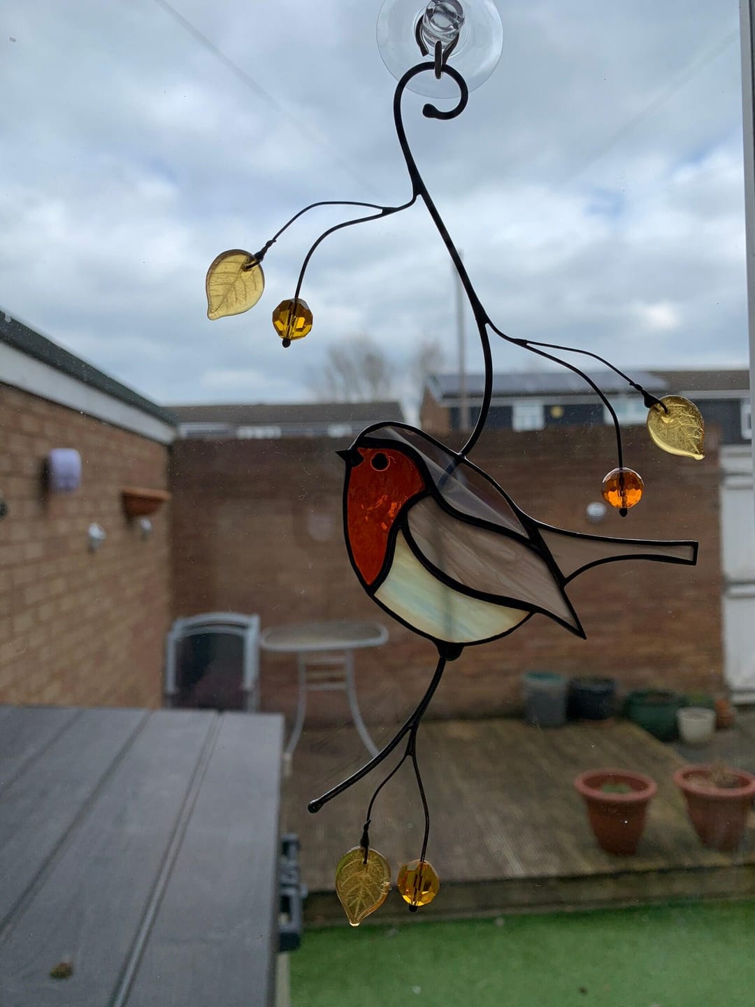 Customer photo review of Stained glass Robin Bird