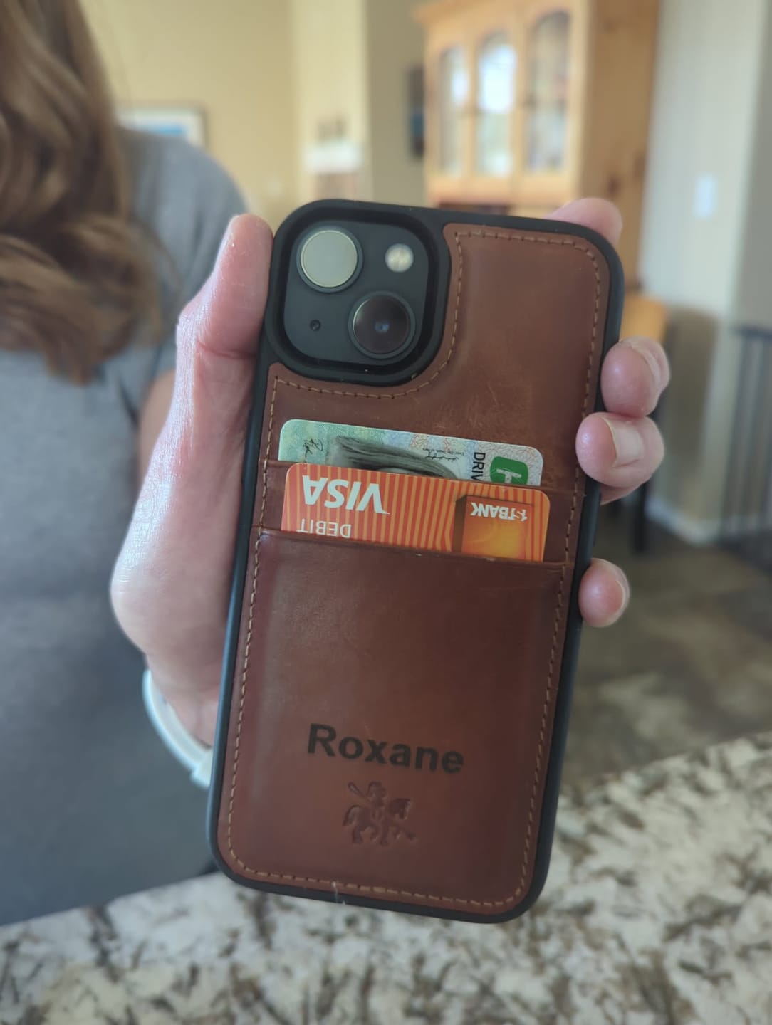 Customer photo review of Capri Snap On Leather Wallet Case for iPhone 13