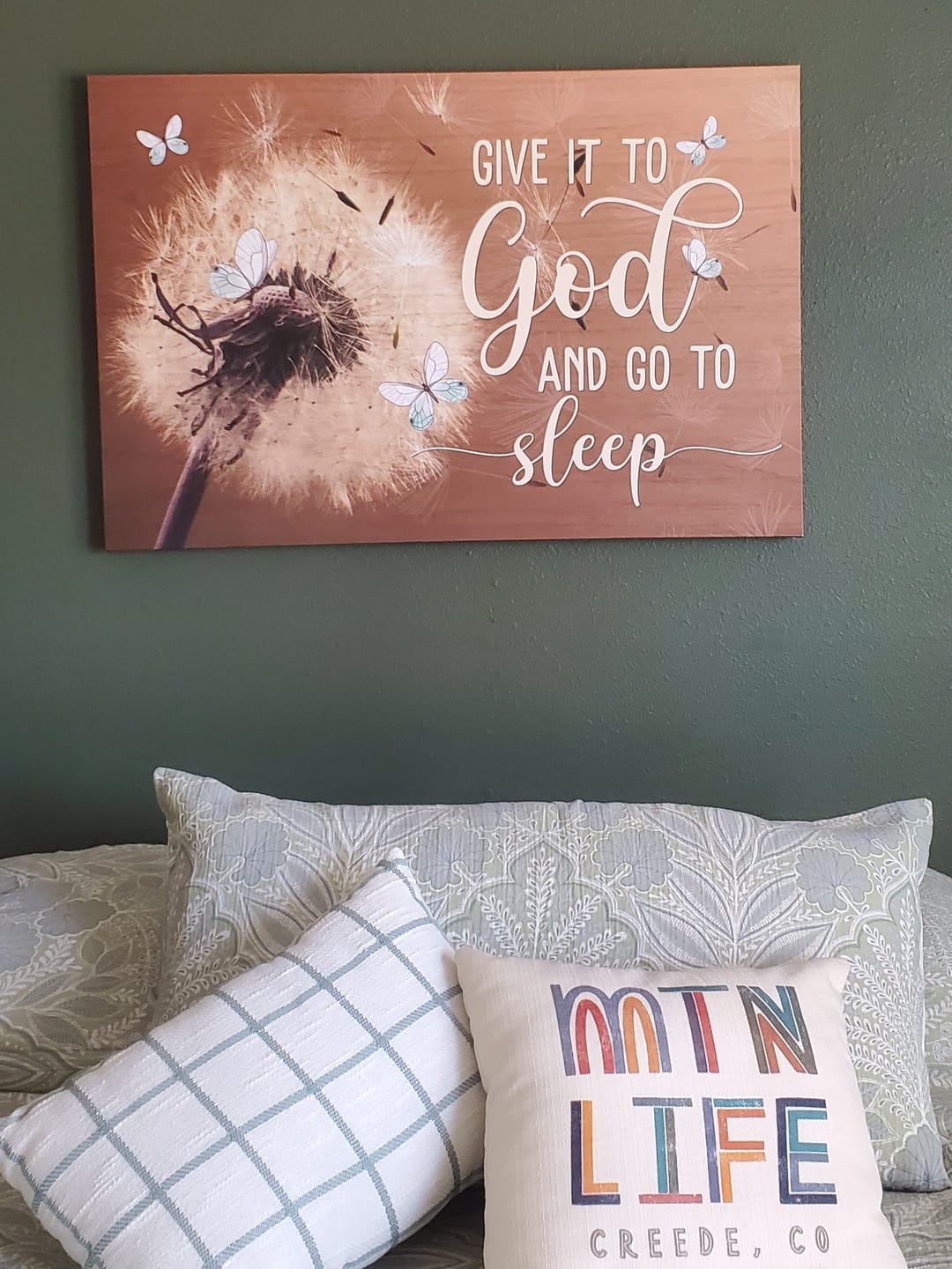 Customer photo review of Dandelions Give It To God And Go To Sleep Wall Art Canvas