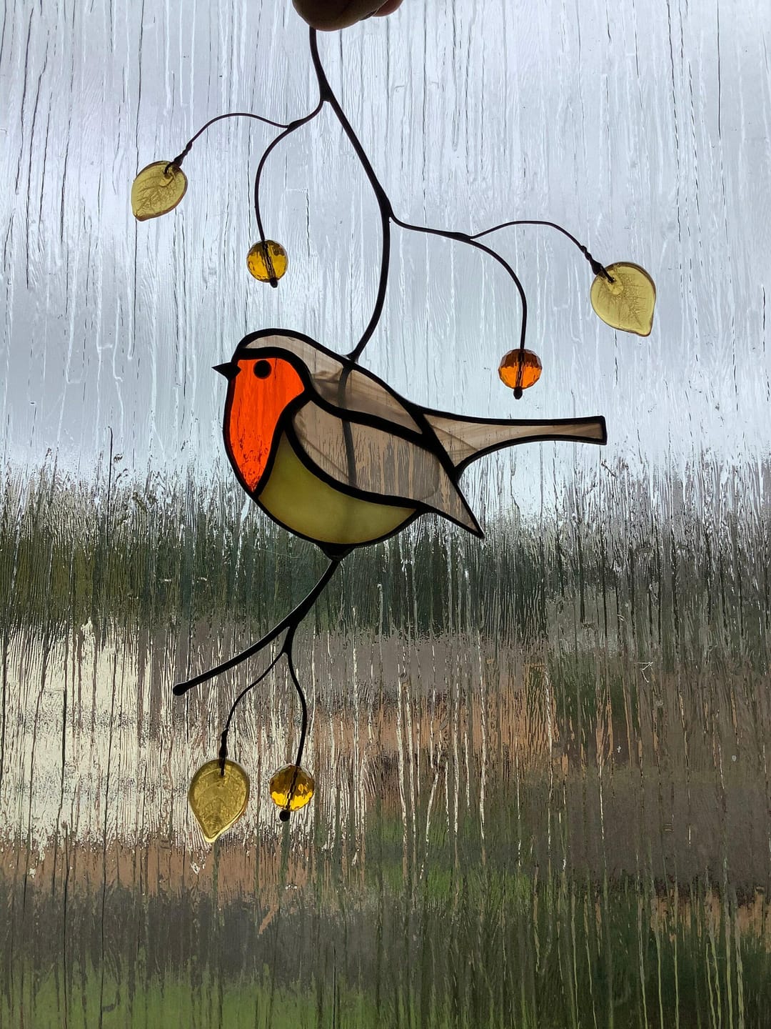 Customer photo review of Stained glass Robin Bird