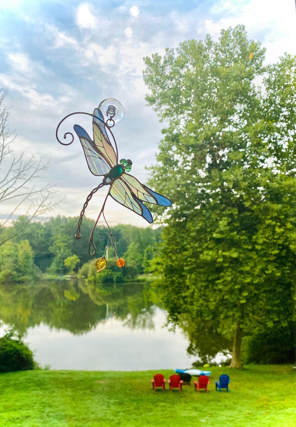 Customer photo review of Stained glass Blue Dragonfly