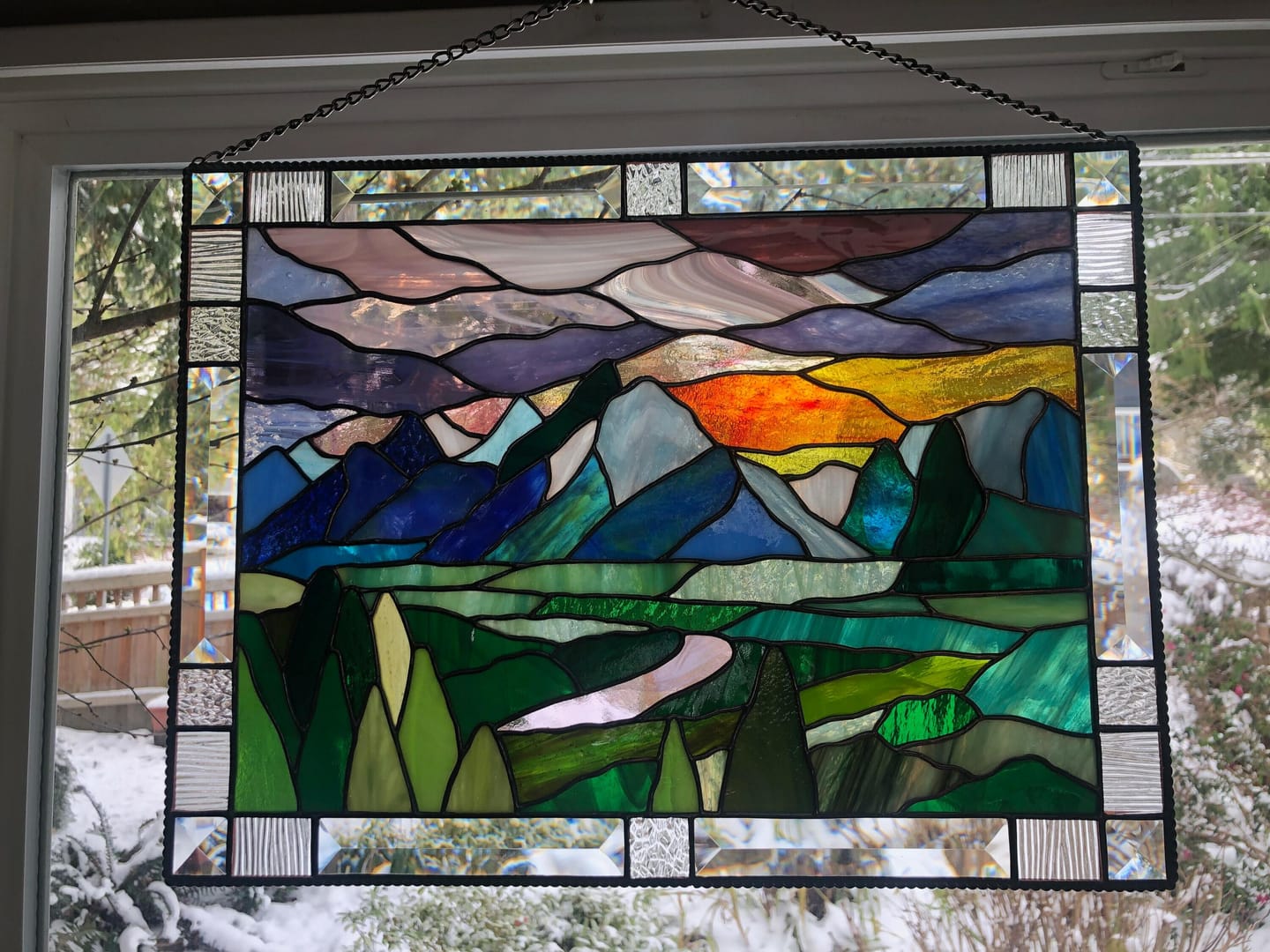 Customer photo review of Mountain Stained glass Grand Teton National Park