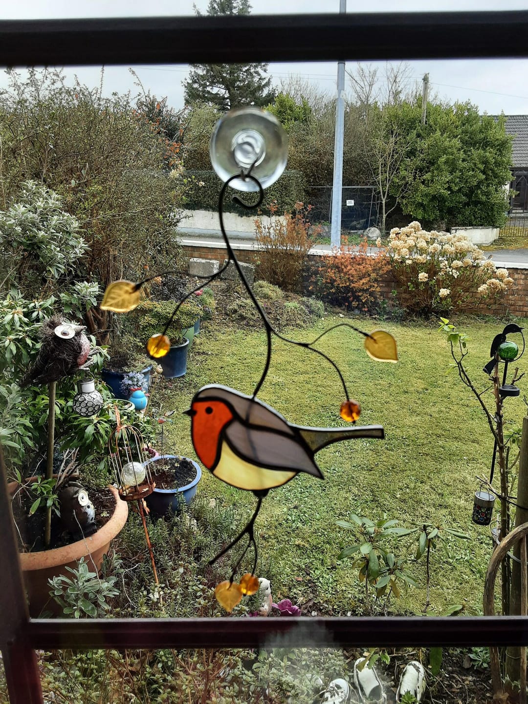 Customer photo review of Stained glass Robin Bird