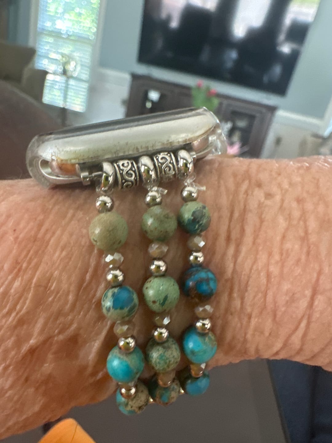 Customer photo review of Artisanal Turquoise Spirit Stretch Apple Watch Strap