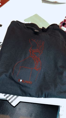 Customer photo review of Custom Embroidered Photo T-Shirt