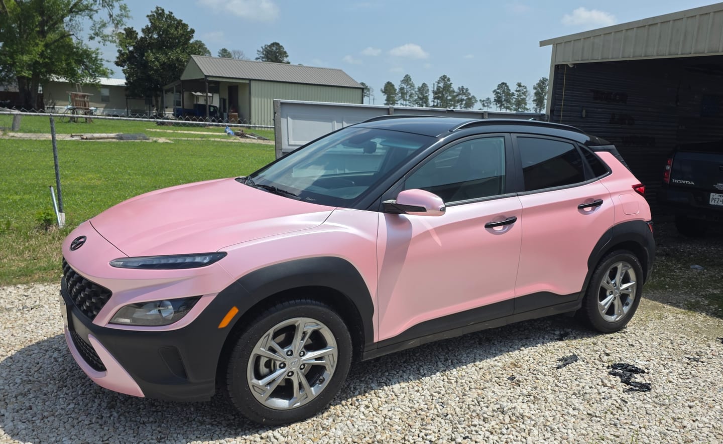 Customer photo review of Matte Metallic Pearl Baby Pink Vinyl Wrap