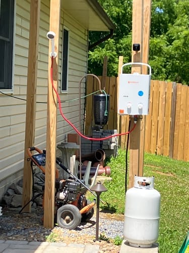 Customer photo review of Camplux AY132 5L Portable Gas Propane Water Heater with Folding Handle, Tankless LPG Propane For Outdoor Camping Shower&RV