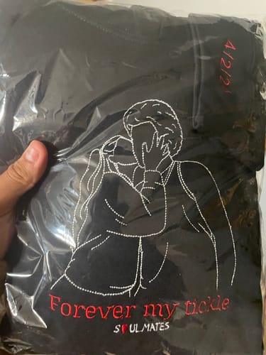 Customer photo review of Soulmate Custom Embroidered Photo Hoodie