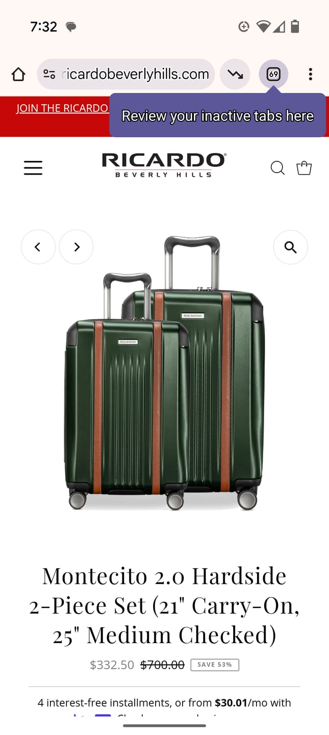 Customer photo review of Montecito 2.0 Hardside 2-Piece Set (21" Carry-On, 25" Medium Checked)