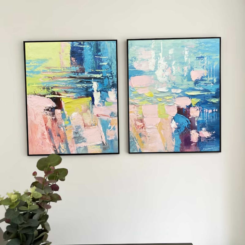 Customer photo review of Colorful Abstract Painting Canvas Set of 2 #AP086