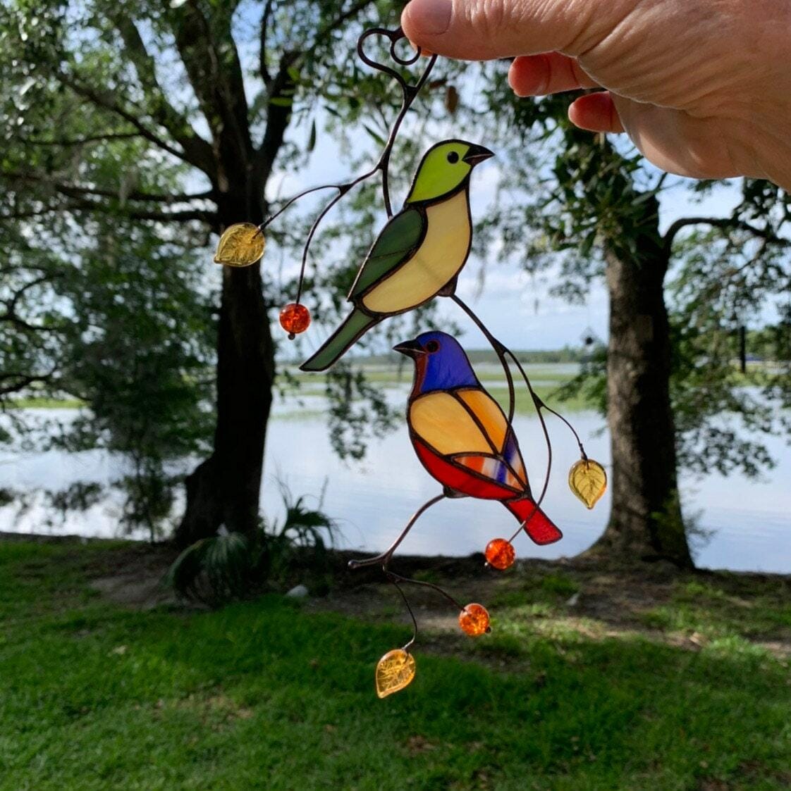 Customer photo review of Stained glass Bunting Birds for valentines day