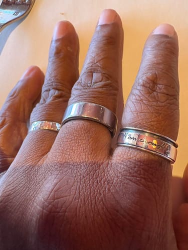 Customer photo review of "I Am Enough" Fidget Ring Sterling Silver