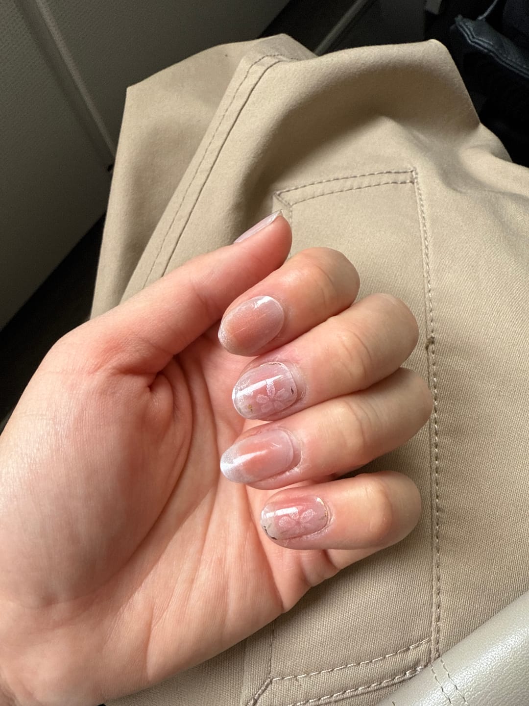 Customer photo review of Blushing Sakura DIY Semicured Gel Nail Sticker Kit (LIMITED EDITION)