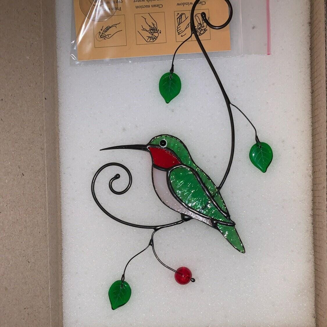Customer photo review of Green Ruby-throated Hummingbird window hanging