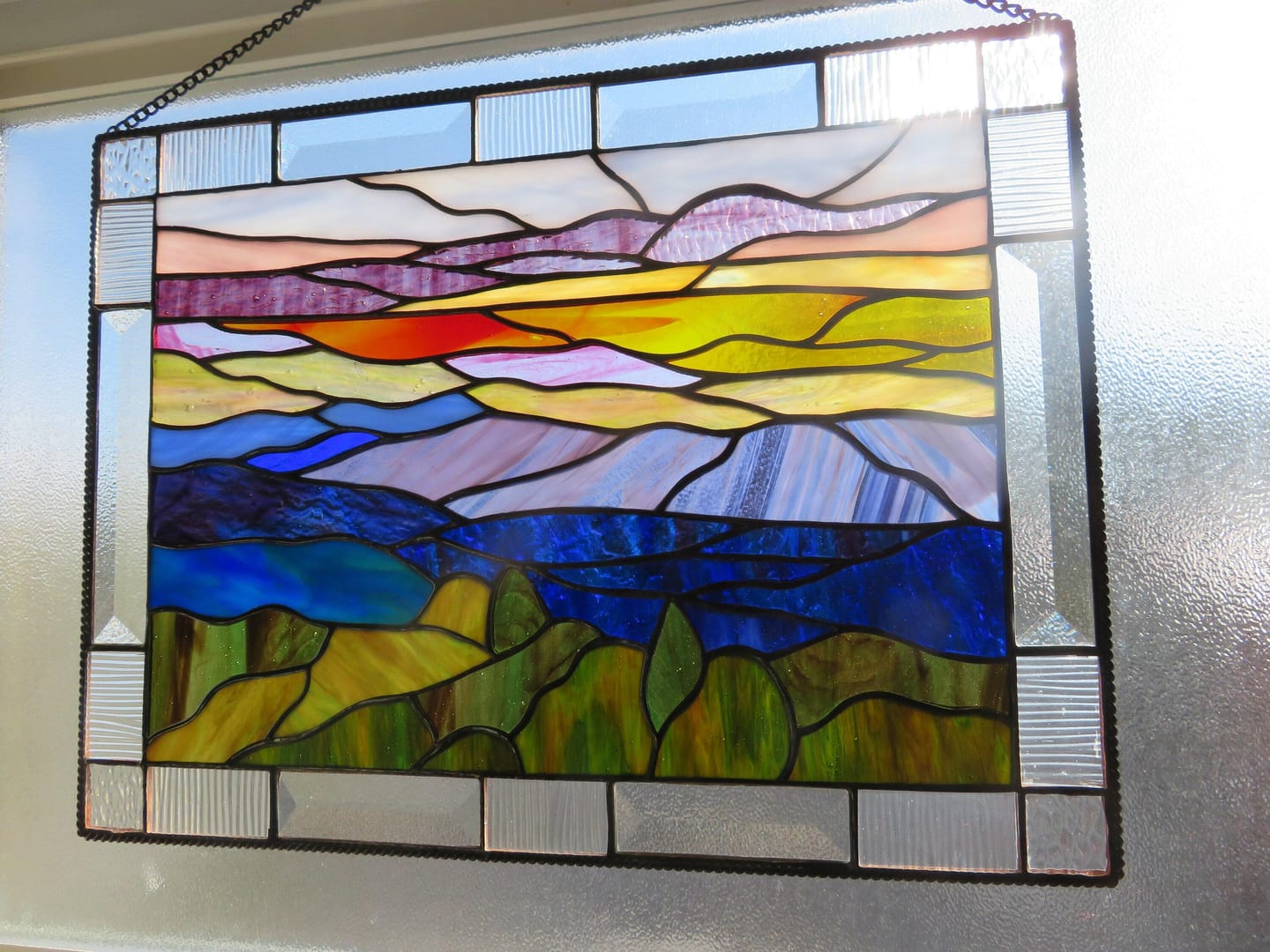 Customer photo review of Stained glass panel Blue Ridge Mountains