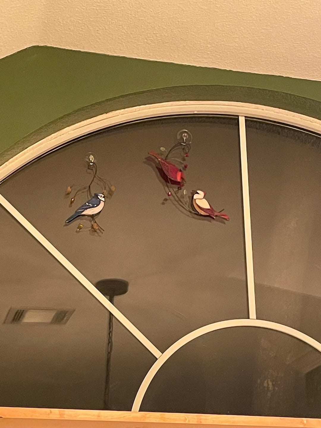 Customer photo review of Blue Jay stained glass bird realistic on a branch