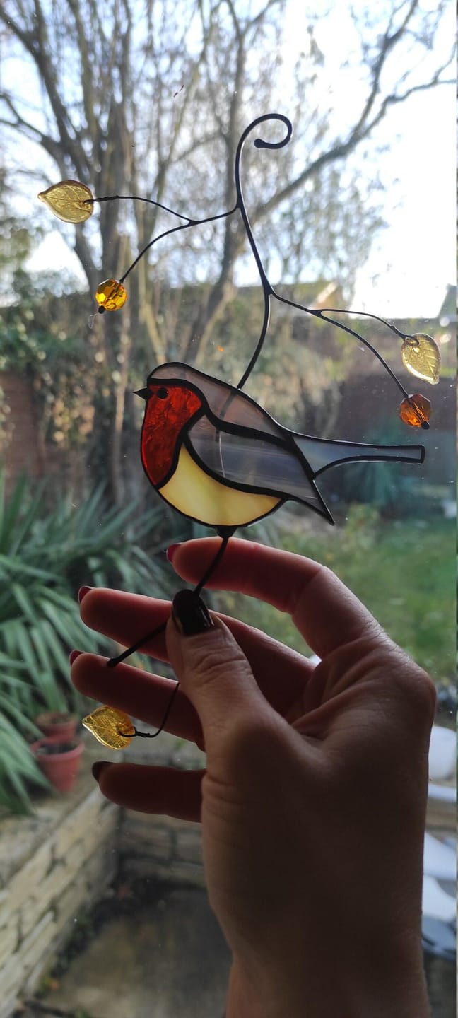 Customer photo review of Stained glass Robin Bird