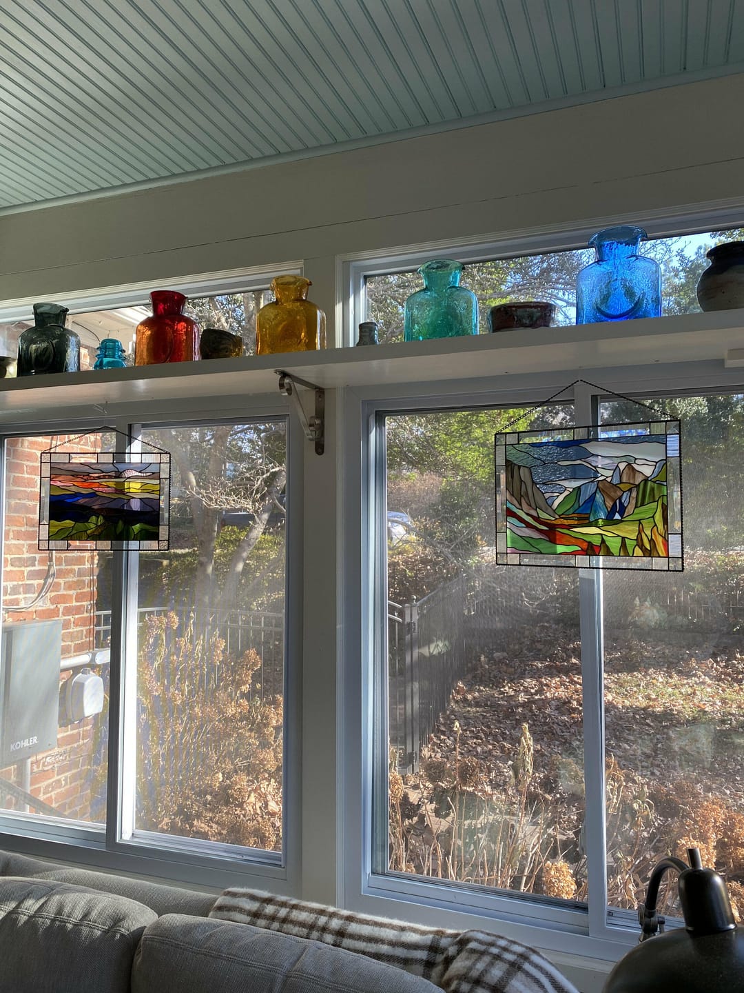 Customer photo review of Stained glass panel Blue Ridge Mountains