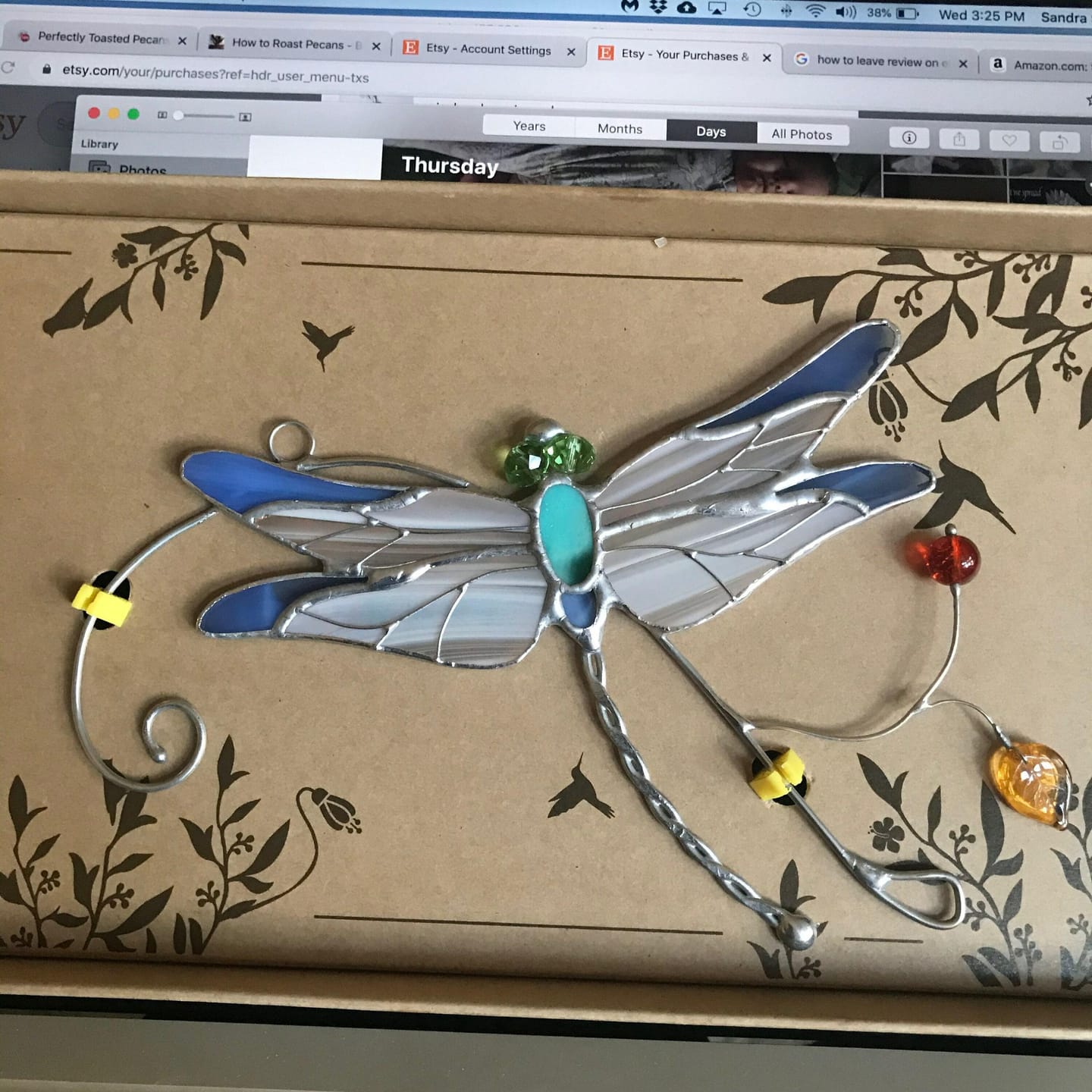 Customer photo review of Stained glass Blue Dragonfly