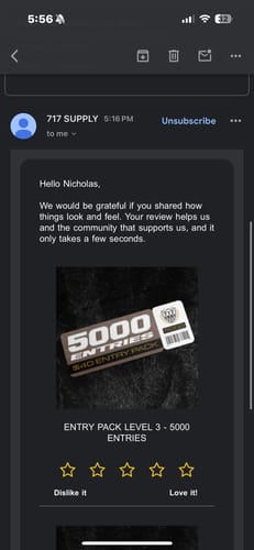 Customer photo review of ENTRY PACK LEVEL 3 - 5000 ENTRIES