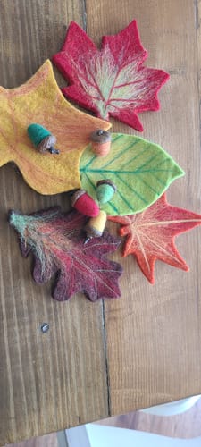 Customer photo review of Fall Leaves & Acorns Needle Felting Kit