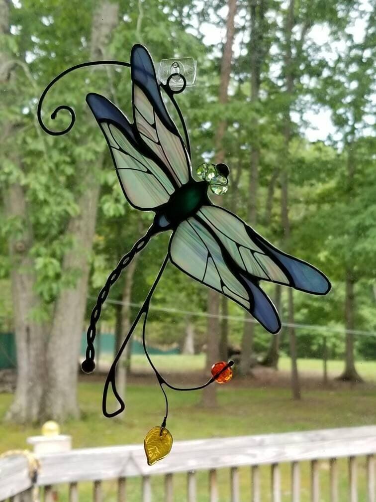 Customer photo review of Stained glass Blue Dragonfly