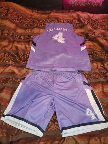 Customer photo review of Custom Black White Side Gradient Patttern Double Side Sports Uniform Basketball Jersey